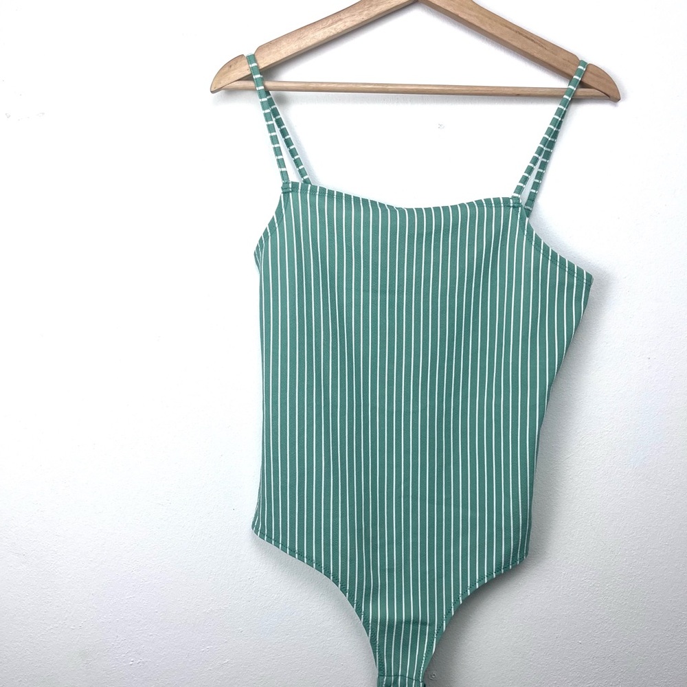 BCBGeneration, bodysuit, striped, green, size S, small, new with tags, 60s fashi